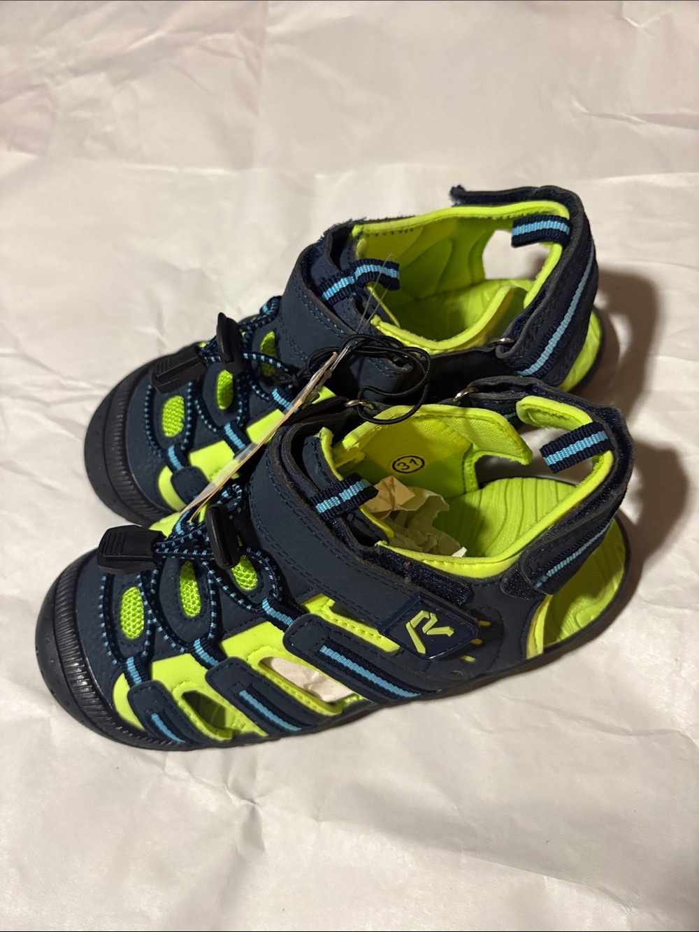 Kids Neon Green and Navy Sport Sandals - Outdoor Active
